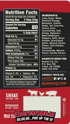 Kosmos Cherry Habanero BBQ Sauce 15.5oz -BBQ Verkoop image 521