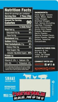 Kosmos Sweet Smoke BBQ Sauce 16oz -BBQ Verkoop image 579